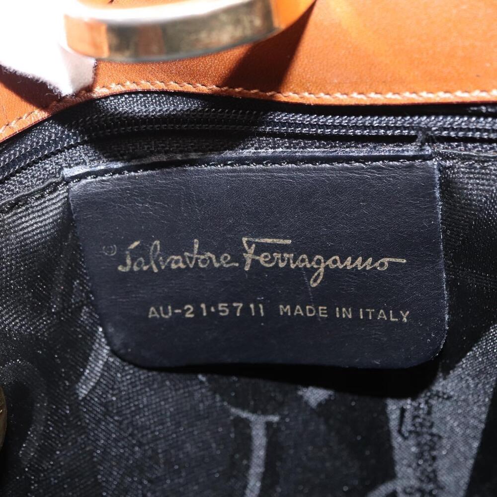 Salvatore Ferragamo Shoulder Bag Canvas Brown Gold Auth 151697 - Picture 12 of 16